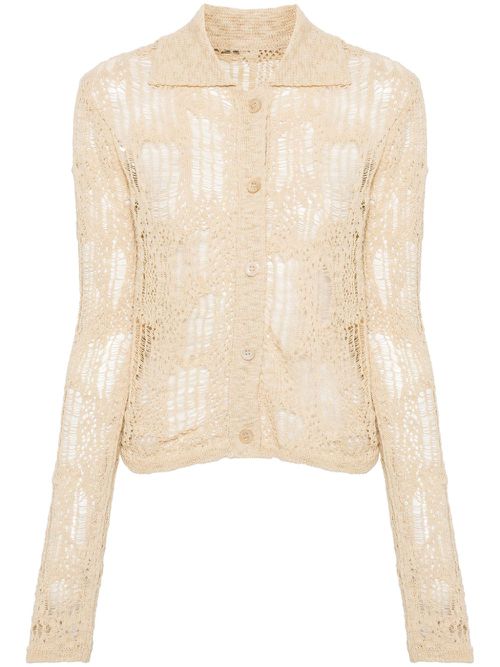 Distressed open-knit cardigan - Brown