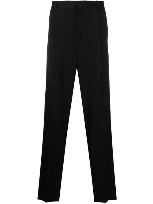 Virgin Wool Pleated Trousers — Black