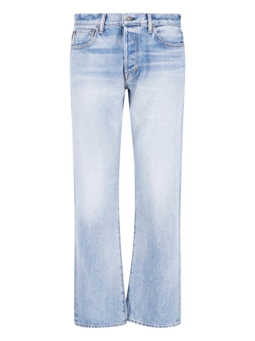 Men's Denim Jeans with Bovine Leather Trim