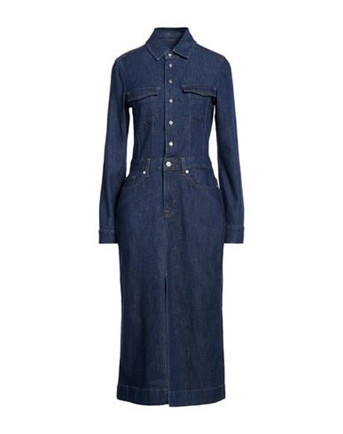 Woman Midi dress Blue Size L Cotton, Modal, Polyester, Elastane