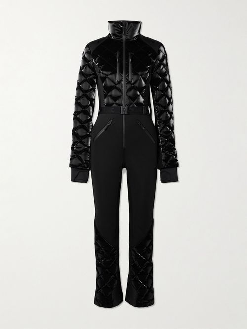 Inga Belted Quilted Padded Down Ski Suit - Black