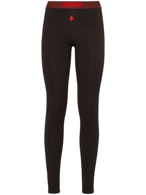 Logo-waistband leggings - Black