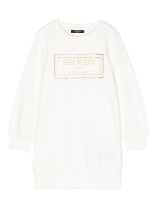 Logo-print cotton dress - White