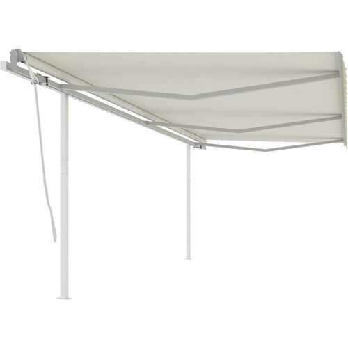 Manual Retractable Awning with Posts 6x3.5 m Cream