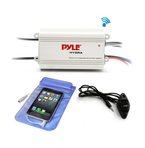 4-Channel Bluetooth Marine Amplifier Kit, Waterproof, 1200W, White - White