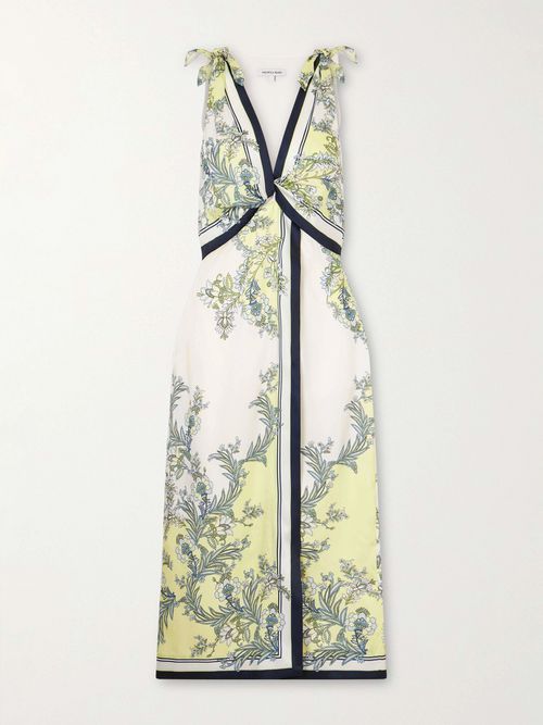 Kaliza Twisted Floral-print Twill Midi Dress - Green