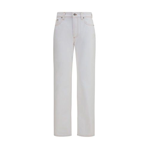 High-Waisted Cotton Jeans — White