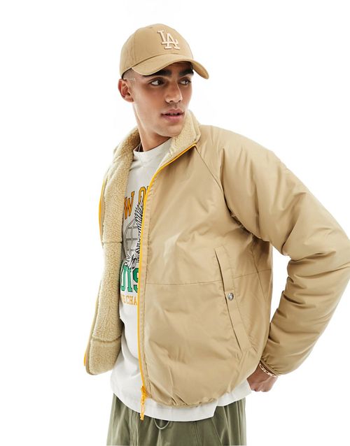 High Pile reversible jacket in stone-Neutral
