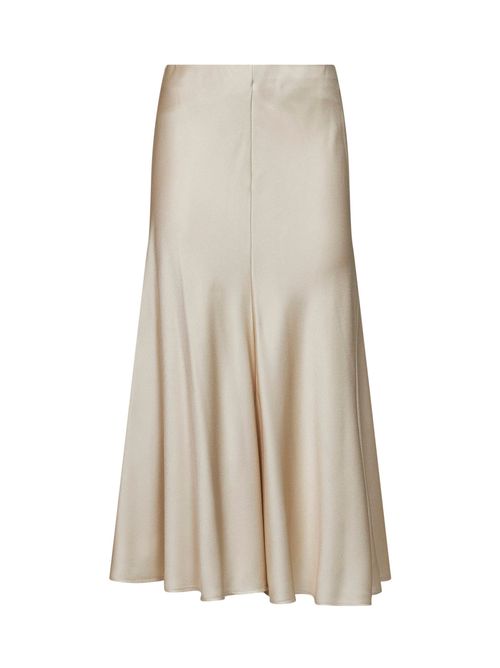 Bias-Cut Satin Skirt — Beige