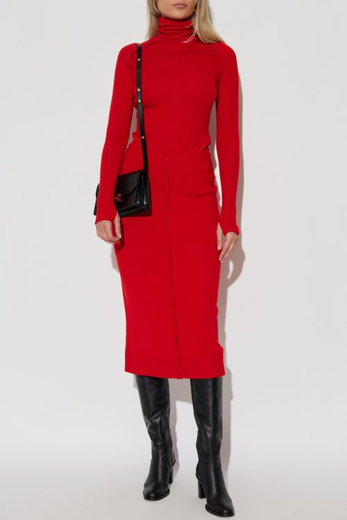 Wool Skirt, Women's, Red