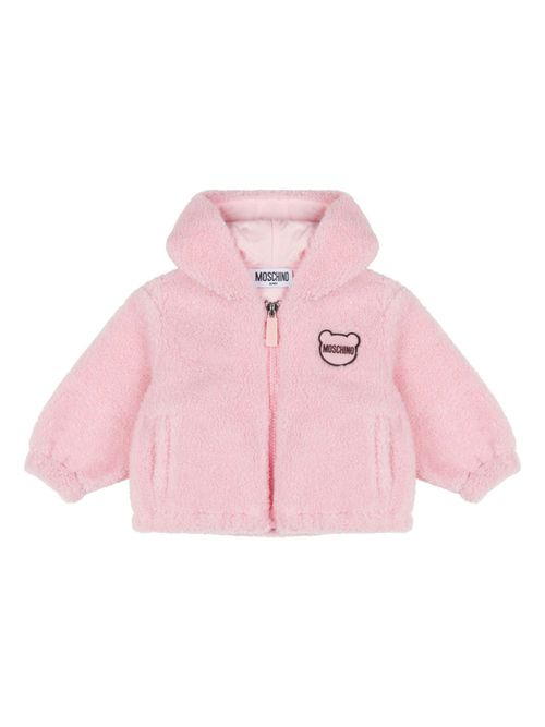 Faux-fur hooded zip-up jacket - Pink