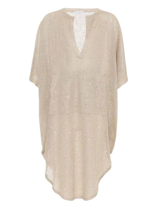 Brunello Cucinelli metallic-threading tunic - Neutrals