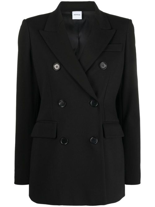 Long-sleeved double-breasted blazer - Black