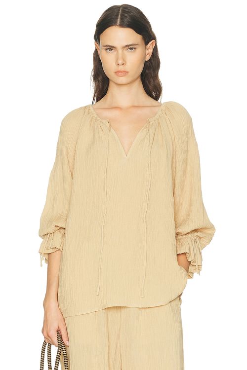 By Malene Birger Rose Weave Top in Dark Sand - Beige. 34 also , 38