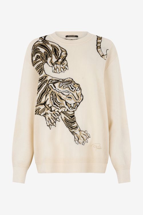 Wool Sweater With Tiger Motif