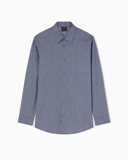 Regular-fit Jacquard Yarn-Dyed Cotton Shirt