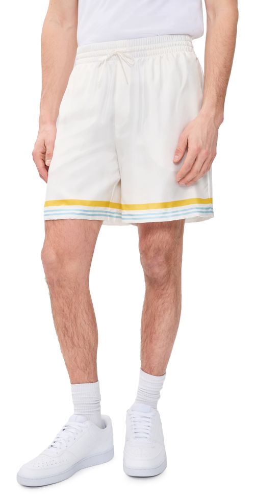 Tennis Landscape Silk Shorts White