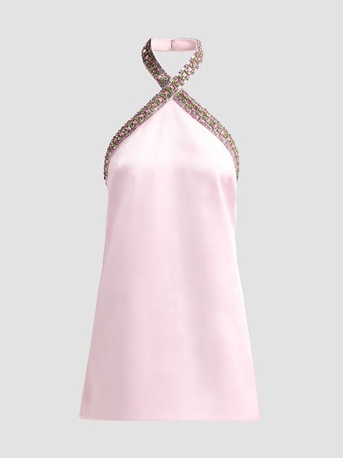 Women's Sabry Embellished Mini Halter Dress - Rosa