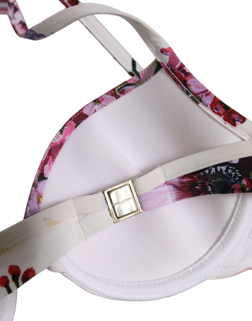 Floral Print Bikini Top — White