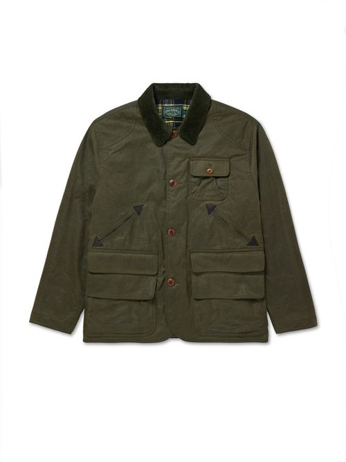 Corduroy and Leather-Trimmed Waxed Cotton-Canvas Field Jacket