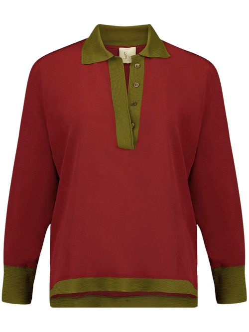 Long sleeve v-neck top - Red