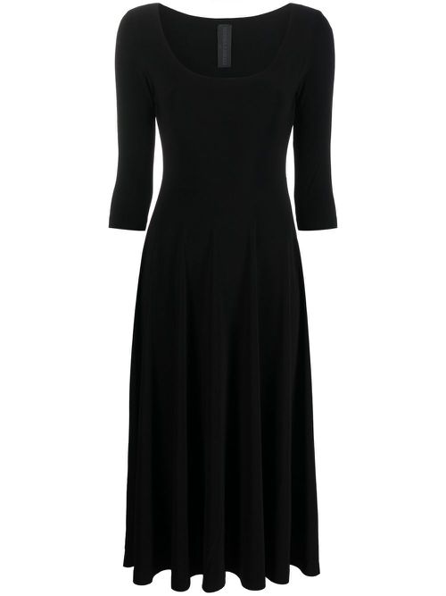U-neck skater midi dress - Black