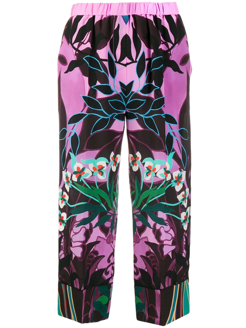 Mirrored Floral Print Culottes — Pink