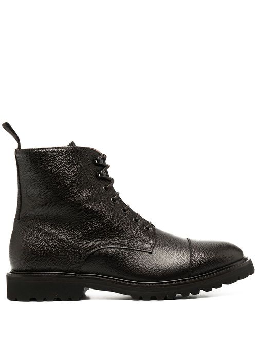 Ankle-length lace-up boots - Brown