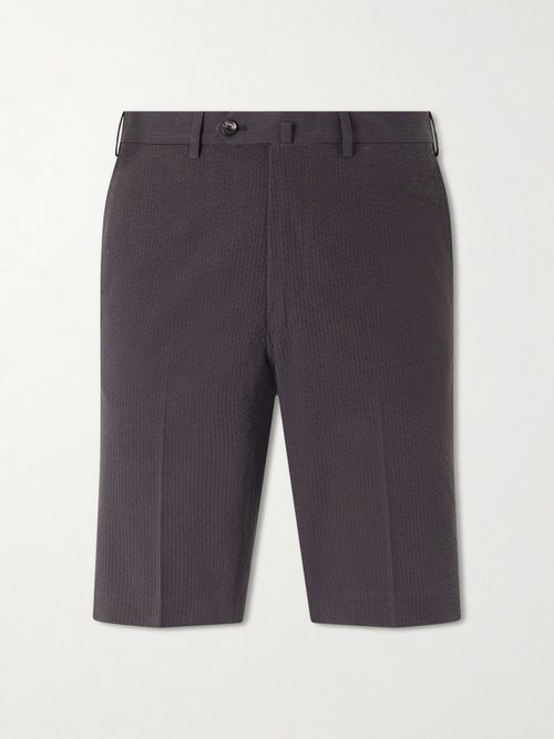Straight-Leg Cotton-Seersucker Shorts