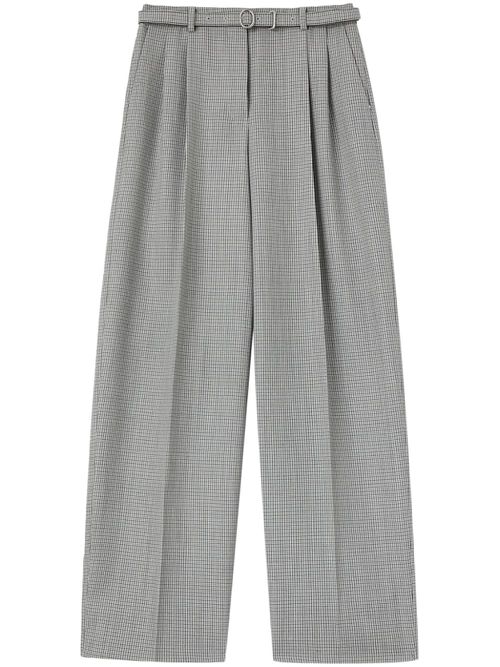Checked virgin-wool palazzo pants - Grey