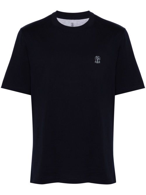 Logo-Print Cotton T-Shirt — Navy