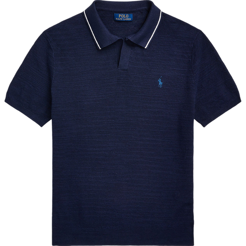 Polo Ralph Lauren Textured Cotton-Linen Short Sleeve Polo Sweater