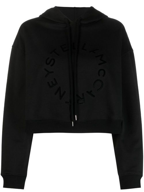 Logo-print cropped cotton sweatshirt - Black
