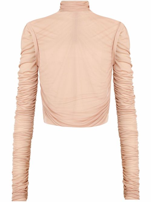 Ruched roll-neck top - Neutrals