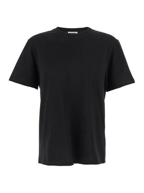 Black Crewneck T-shirt With Logo Patch On The Rear In Cotton Man