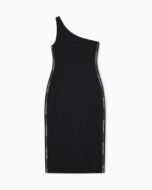 Logo Series stretch jersey one-shoulder dress