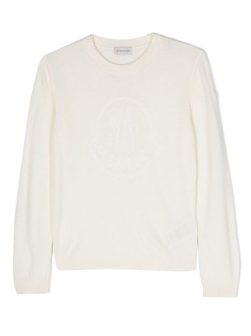 Logo-embroidered wool jumper - White