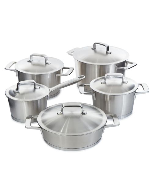 DiNA Meta 10pc Recycled 18/10 Stainless Steel Cookware Set - Silver