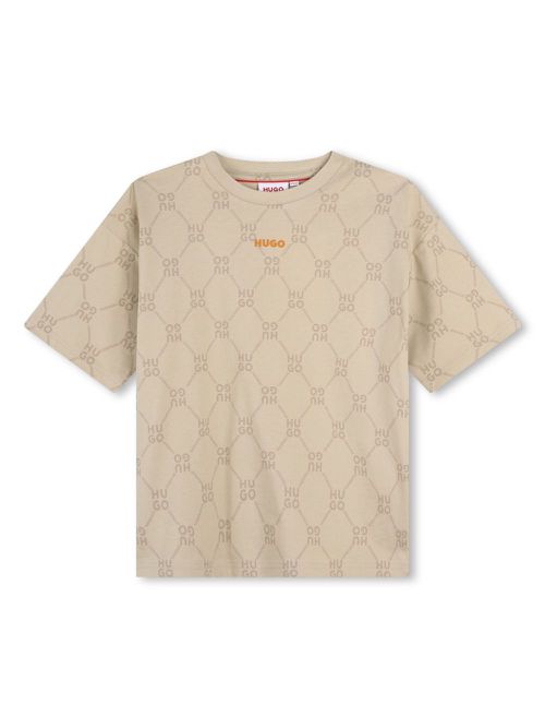 Monogram-print cotton T-shirt - Neutrals