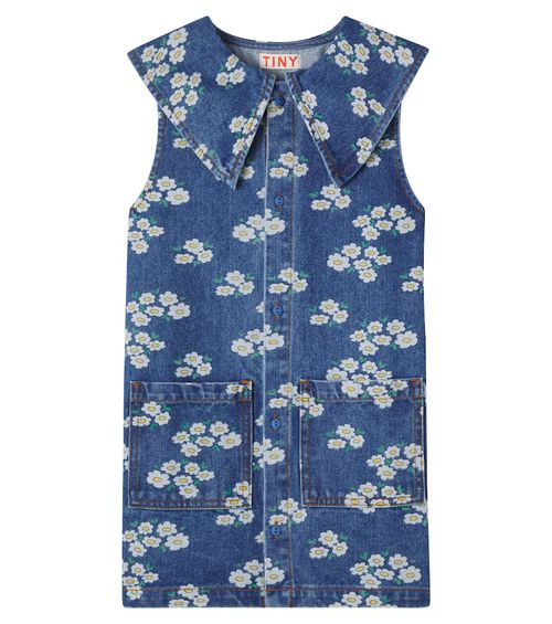 Blossoms floral denim shirt dress