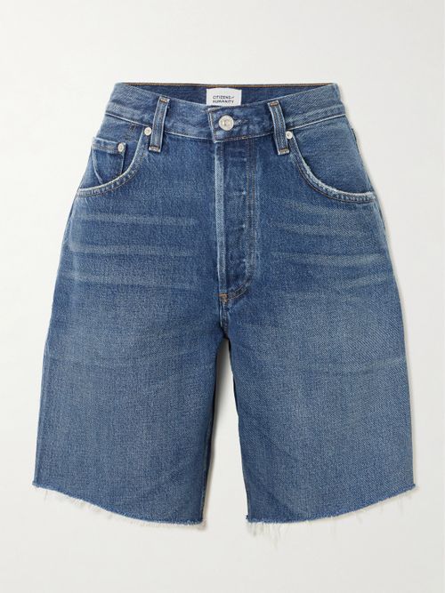 Ayla Frayed Denim Shorts - Mid denim
