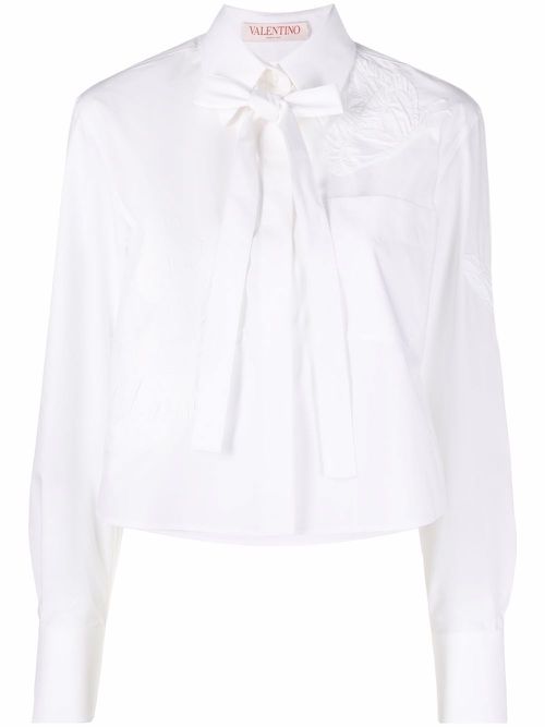 Appliqué cropped shirt - White