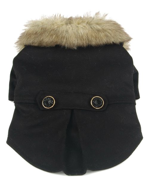 Buttoned Coast Guard Fashion Faux Fur Collared Wool Pet Coat