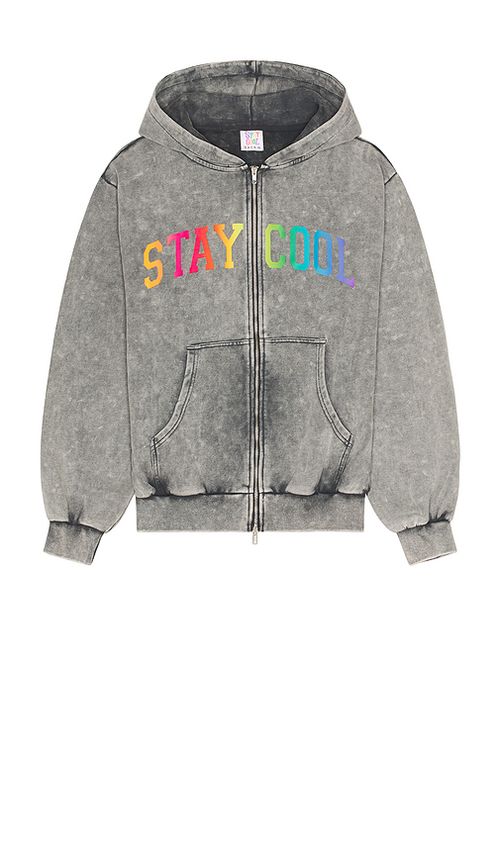 Stay Cool Arch Zip Logo Hoodie in Grey. L. Also in