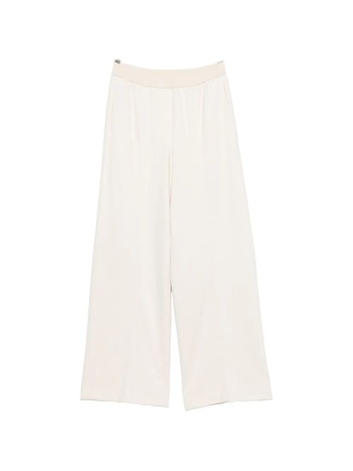 Elasticated-Waistband Wide-Leg Trousers — Cream