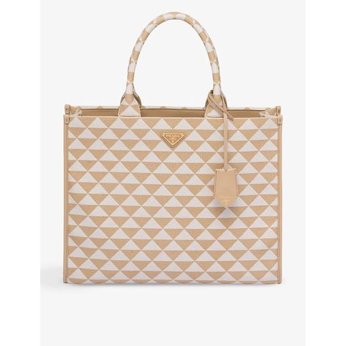 Womens Neutral Symbole Large Woven Tote bag 