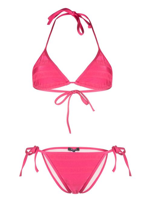 Logo-print triangle-cup bikini - Pink