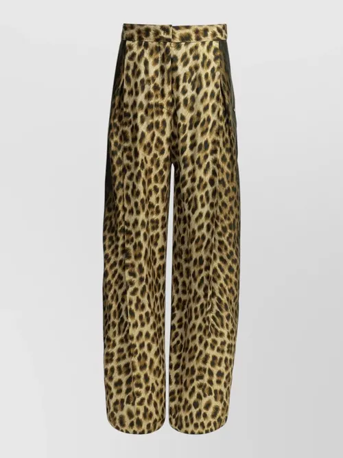 Sportmax - wide leg animal print trousers pleated