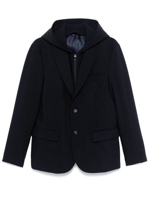 Detachable-panel hooded blazer - Blue