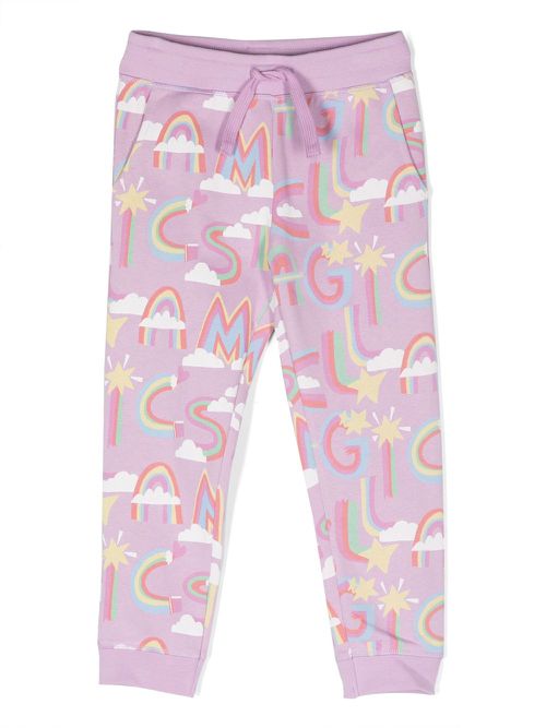 Graphic-print organic cotton trousers - Purple